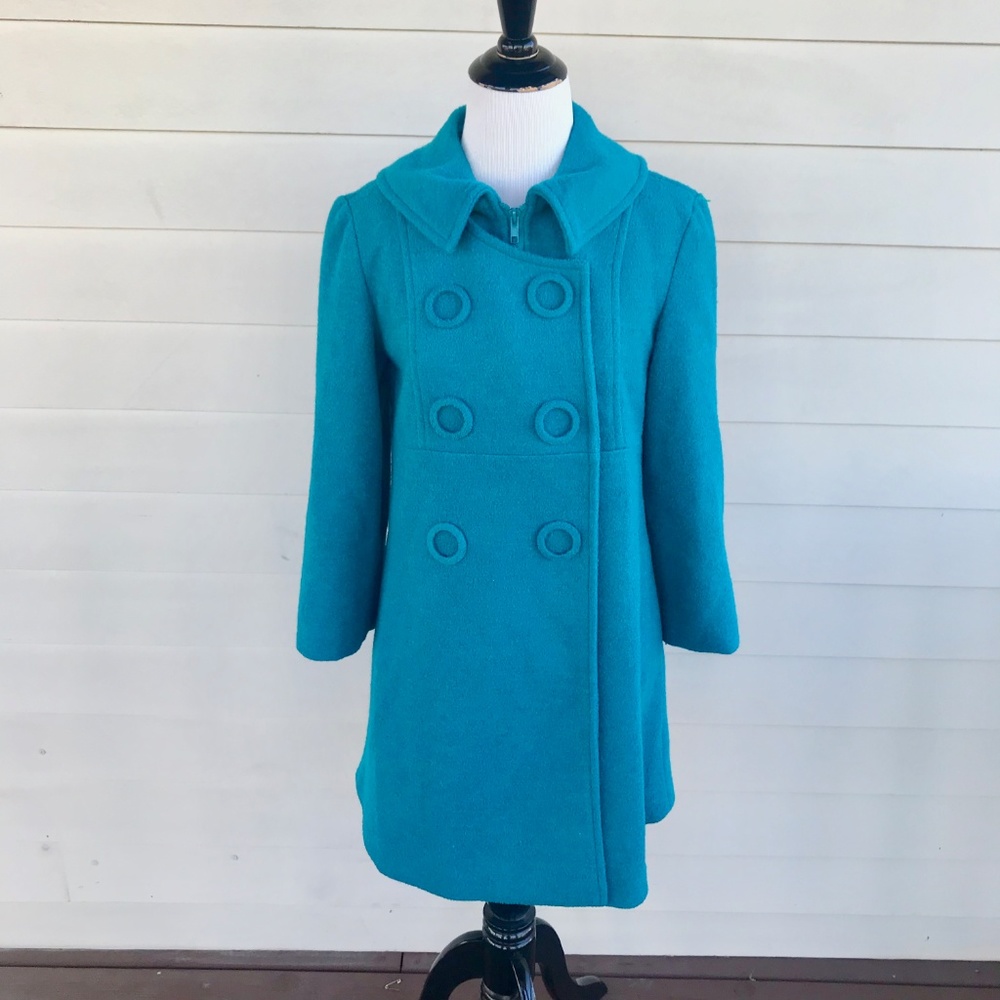 Fumblin Foe Teal Double Breasted Wool Coat